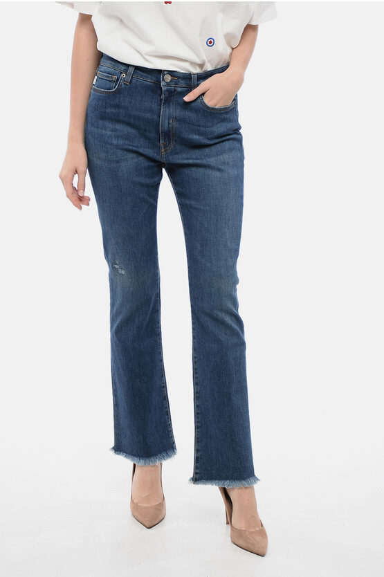 TWO WOMEN TWO MEN STRETCH DENIM NEW GAILA JEANS WITH FRAYED HEM 