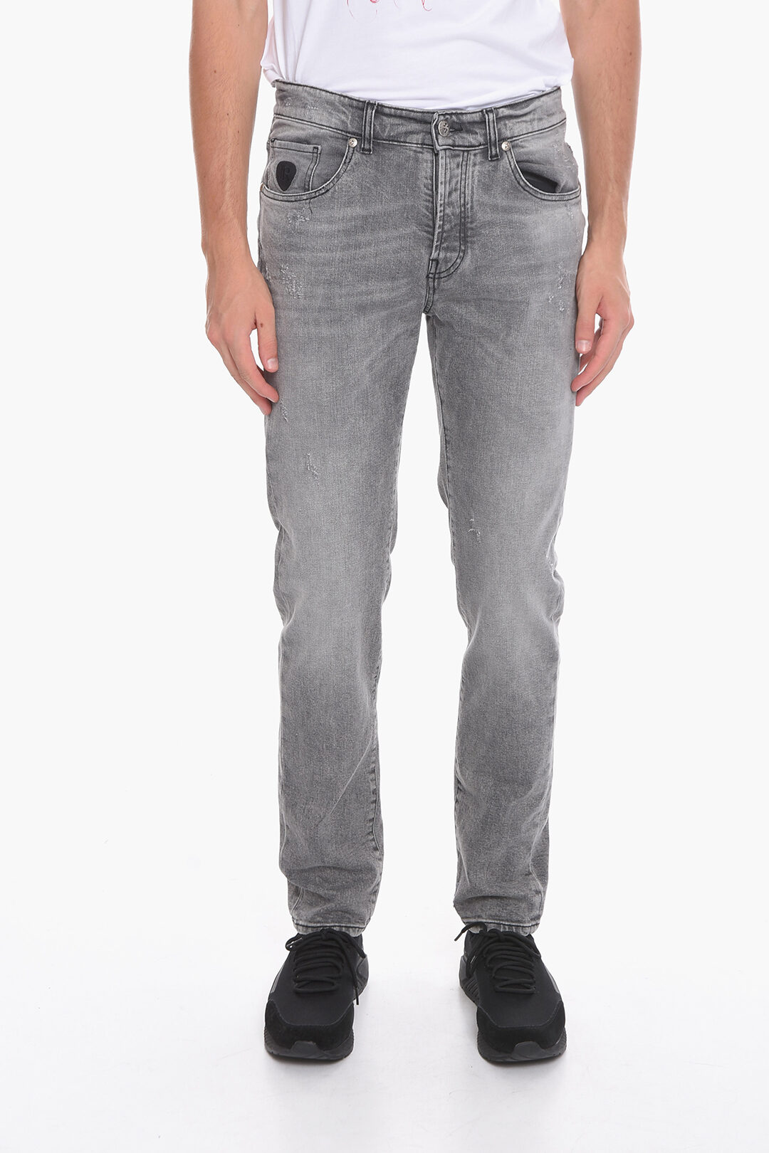 John Richmond Stretch Denim Regular Fit SID Jeans with Printed Logo ...