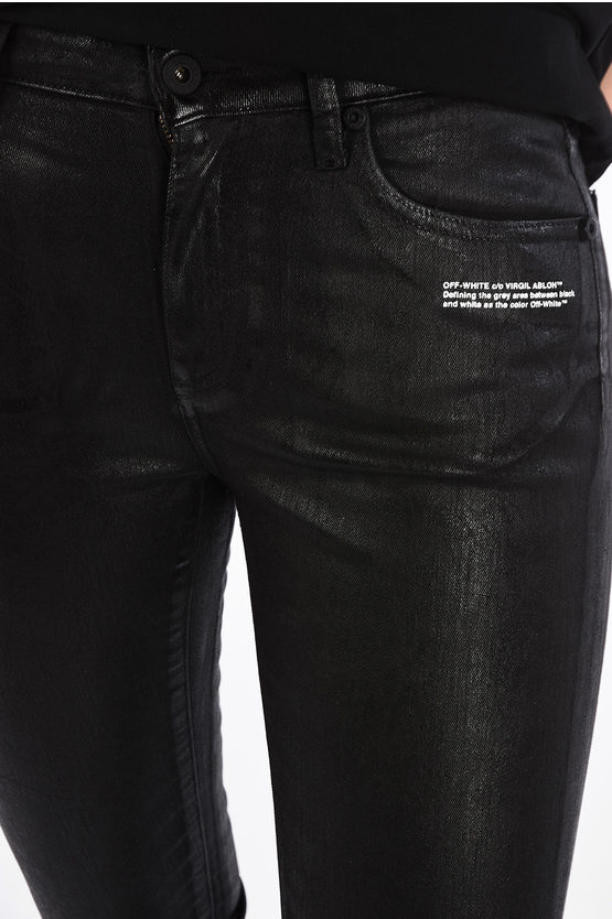 OffWhite Stretch Denim Waxed Jeans women Glamood Outlet