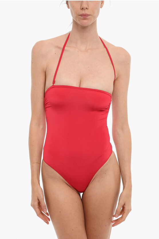 Forte Forte Stretch Fabric Bandeau One Piece Swimsuit In Red