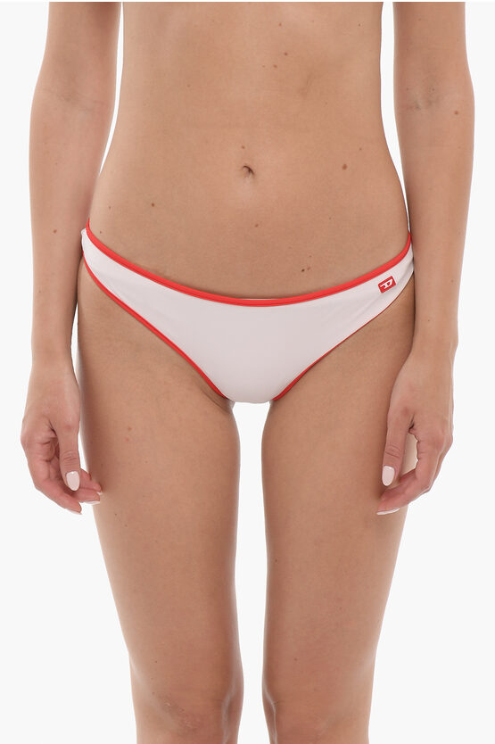 Diesel Stretch Fabric Bfpn-angelss Bikini Bottom With Contrasting E In White