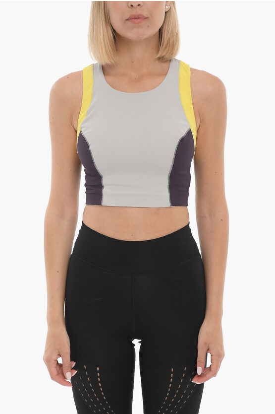 Maison Lejaby Stretch Fabric Crop Top With Logoed Band In Gray