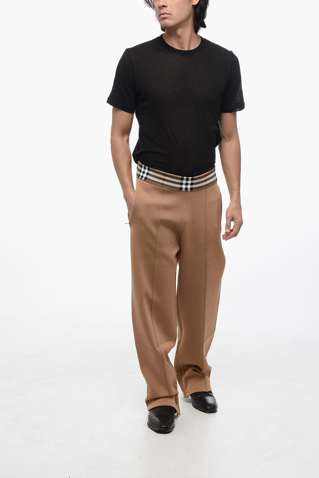 Burberry Stretch Fabric Pants with Tartan Elastic Waistband men Glamood Outlet