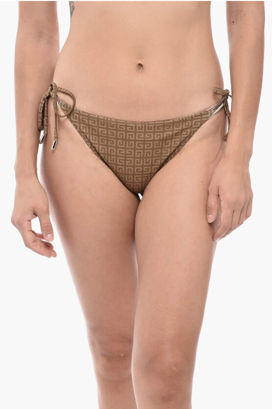 Shop Givenchy Stretch Fabric Self-tie Bikini Bottom With All-over Monogram