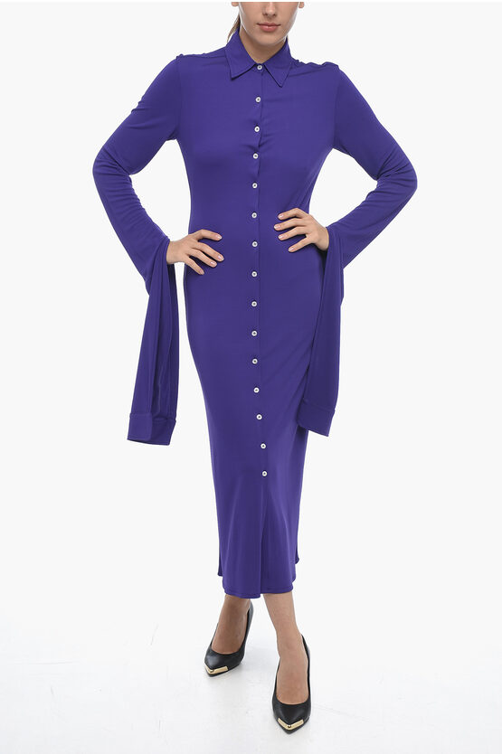 Coperni Stretch Fabric Shirt Dress With Extra-long Sleeves