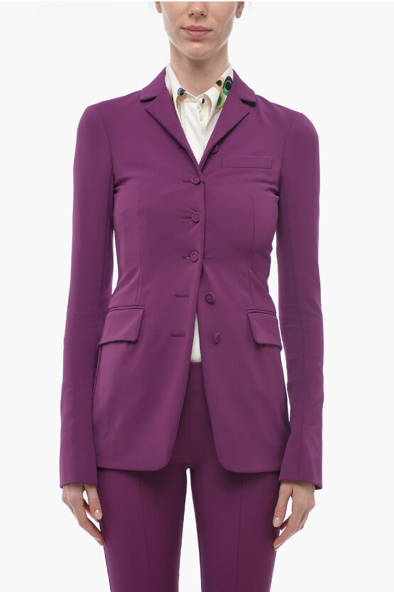 Shop Sportmax Stretch Fabric Spezie Blazer With Mocro Lapel