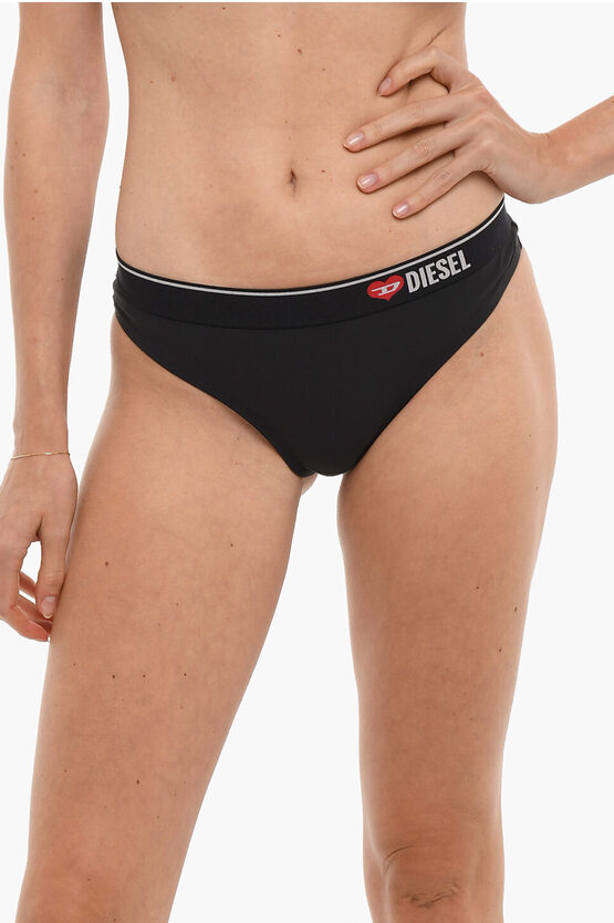 Diesel Stretch Fabric Ufpn-ally Slip With Logoed Elastic Band In Black