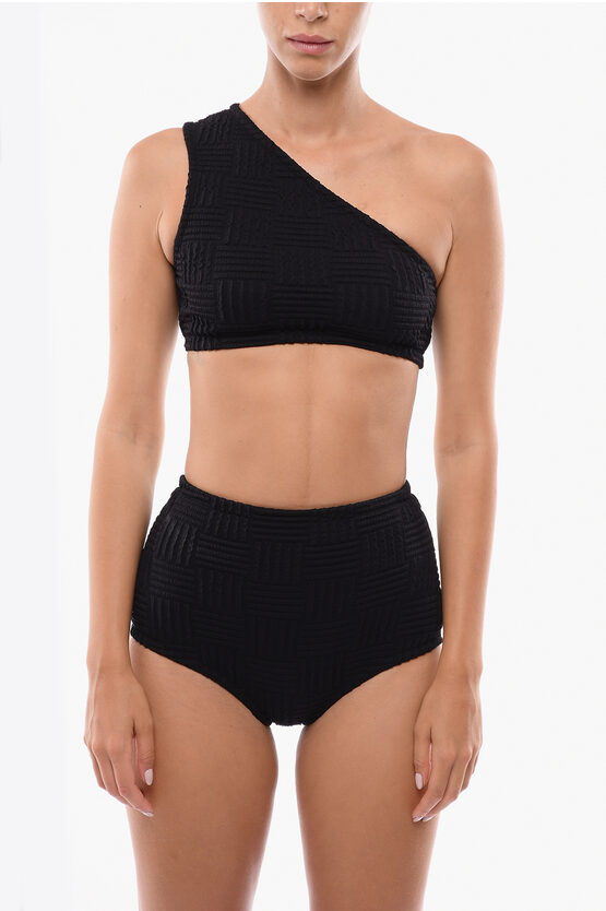 Bottega Veneta Stretch Nylon Bikini With One Shoulder In Black