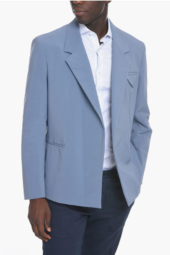 【送料&関税込】Bottega Veneta Midnight Blue Wool Blazer Bottega Veneta - Double-Breasted Satin-Trimmed Grain de