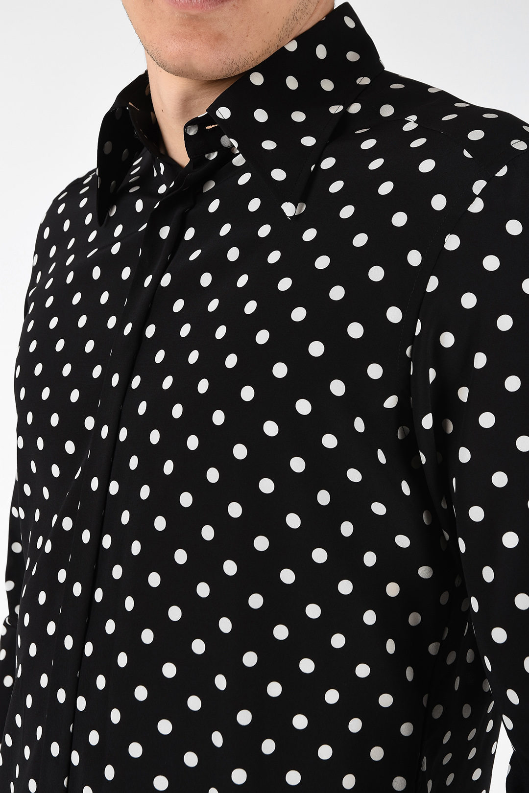 Dolce & Gabbana Stretch Silk Polka Dot MARTINI Shirt with