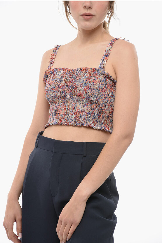 Shop Celine Stretch Silk Tube Top With Ruffled Straps