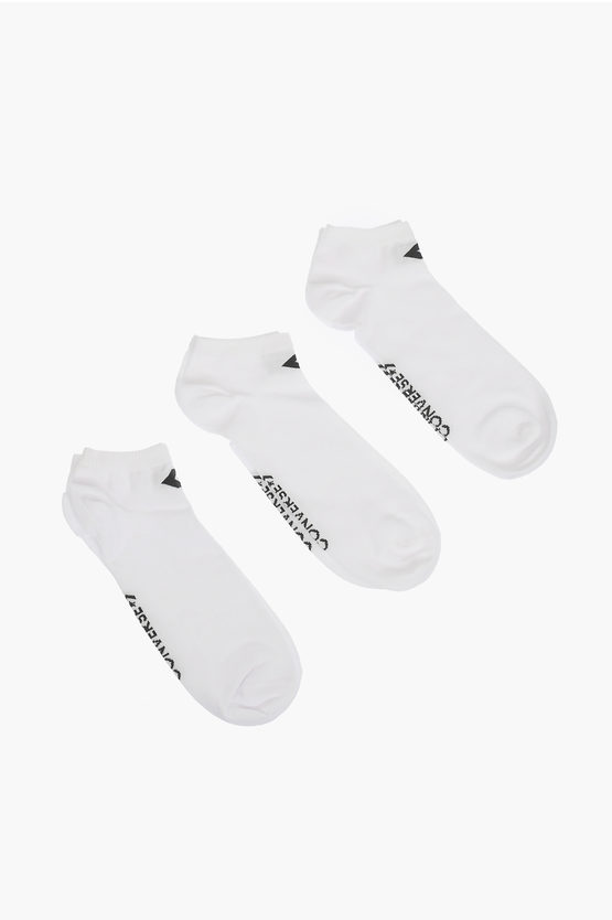 Converse Stretch Solid Colour Set 3 Pair Of Socks In White