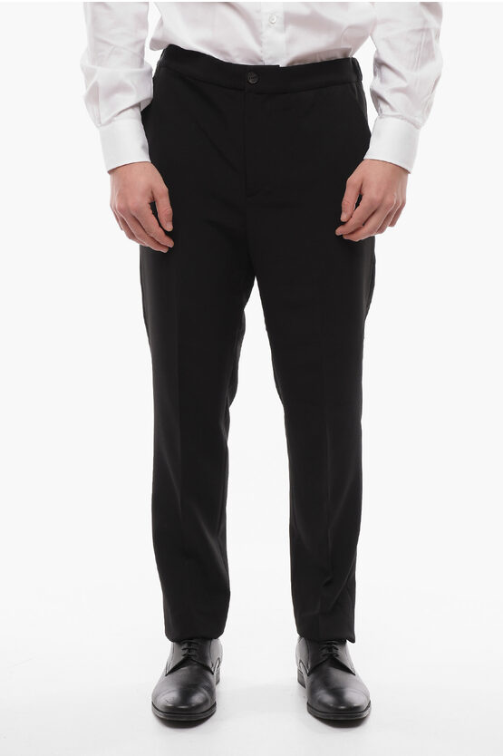 Hevo Stretch Torrechianca Trousers With Elastic Waistband In Black