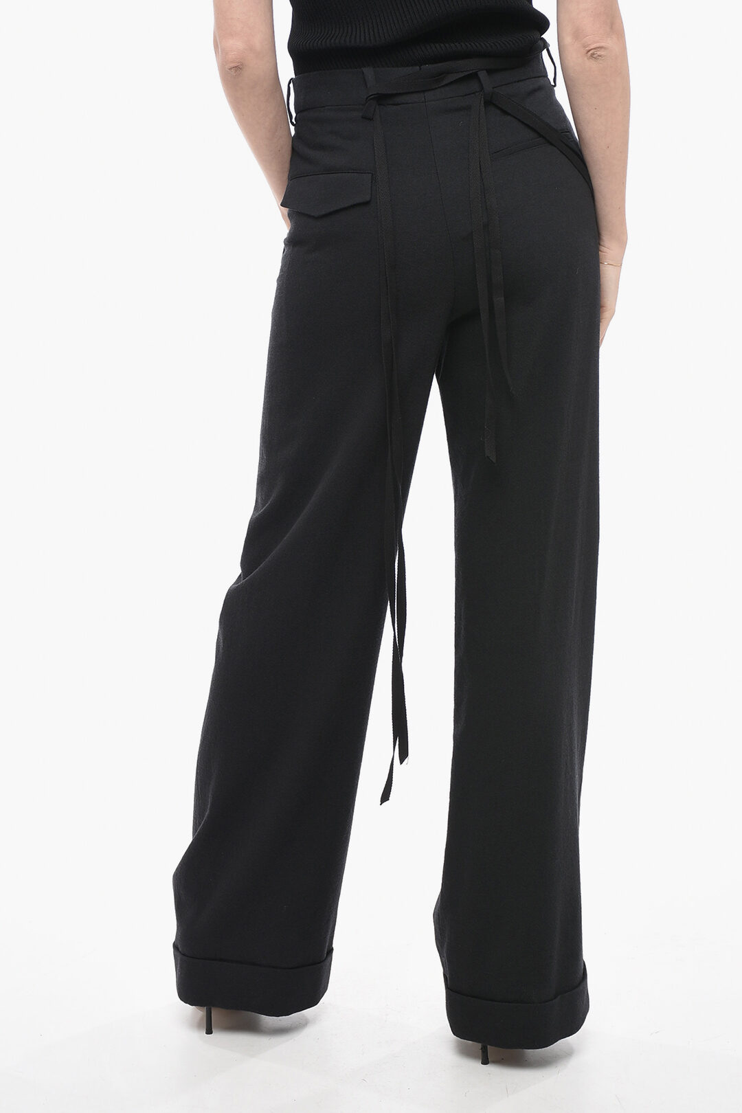 パンツ Ann Demeulemeester BELINDA LOOSE FIT TROUSERS Ann Demeulemeester Stretch Virgin Wool BELINDA Palazzo Pants