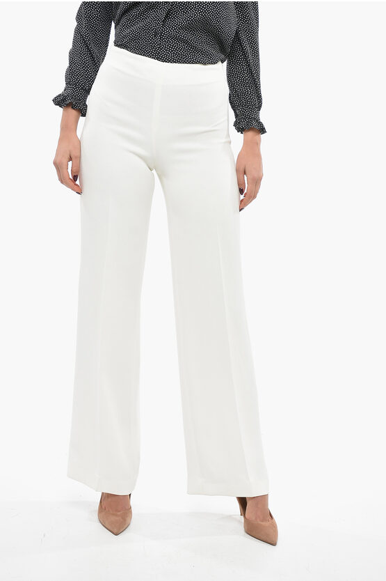 Stella Mccartney Stretch Viscose Palazzo Pants With Hidden Closure In White