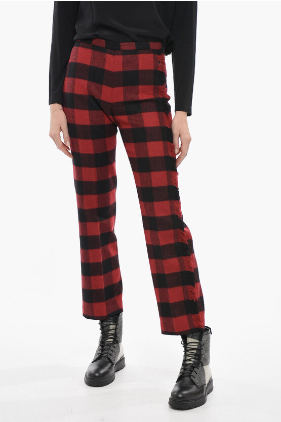 WOOLRICH STRETCH WOOL PANTS WITH CHECK PATTERN