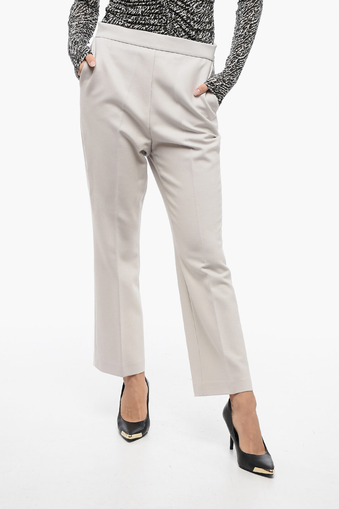 パンツ FABIANA FILIPPI Women Straight Pants PAD224F322L0308105 Grey Fabiana Filippi Stretch-Cotton Straight-Leg Jeans - Grey