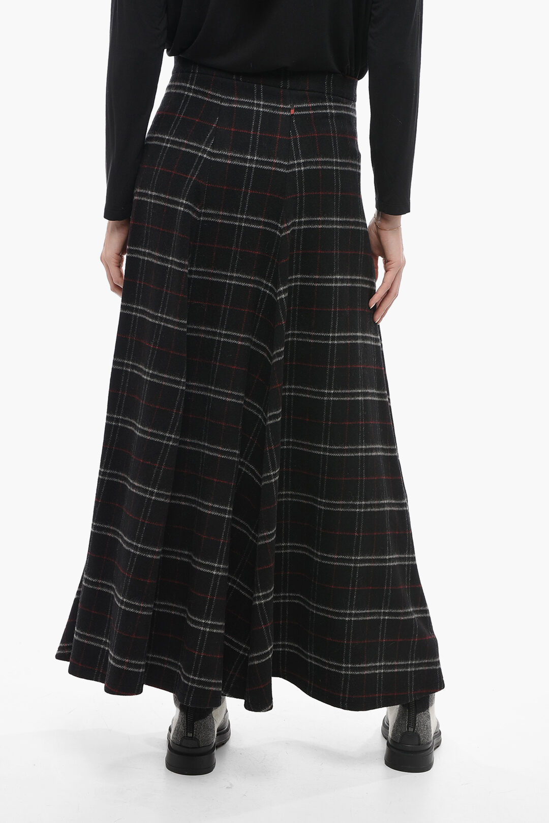 Woolrich Stretch Wool Skirt with Check Pattern women Glamood Outlet