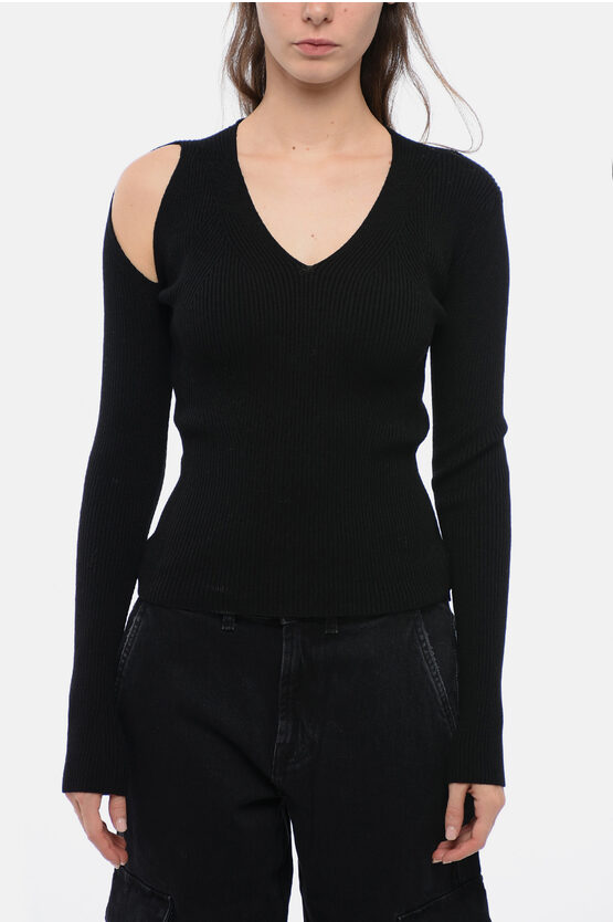 Alexander Mcqueen Cut-out Ribbed Wool Jumper
