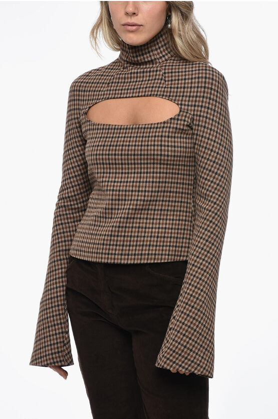 Shop A.w.a.k.e. Stretch Wool Turtleneck Top With Cut Out Detail