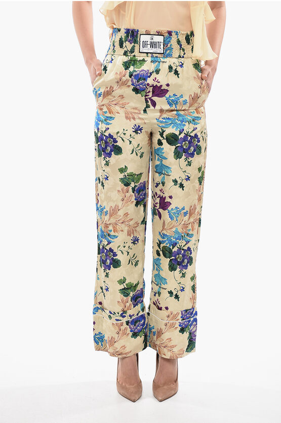 Off-white Stretchy High-waist Pajam Printed Trousers In Multi