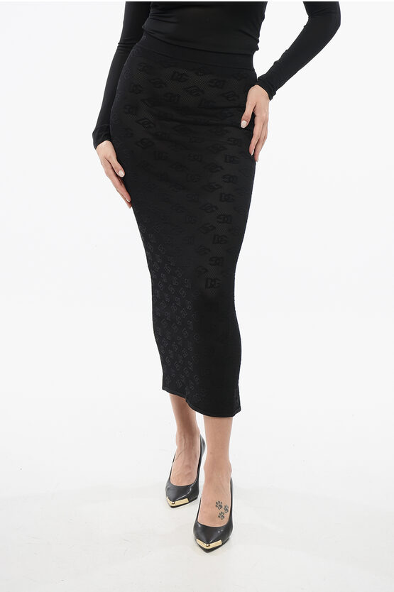 Dolce & Gabbana Stretchy Pencil Skirt With Monogram