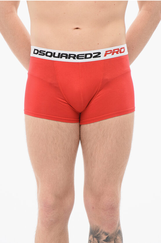 Dsquared2 Stretchy Pro Boxer With Logoed Band In Red