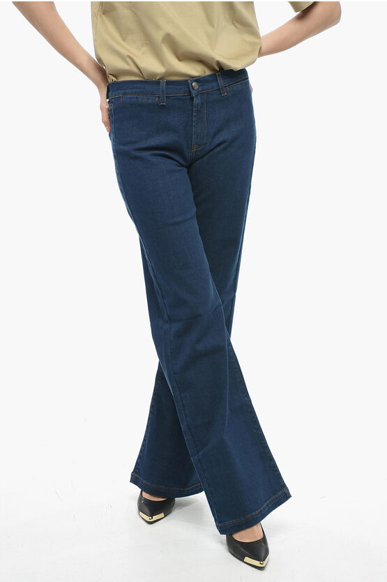 Fay Stretchy Rinsed Flared Fit Jeans In Blue