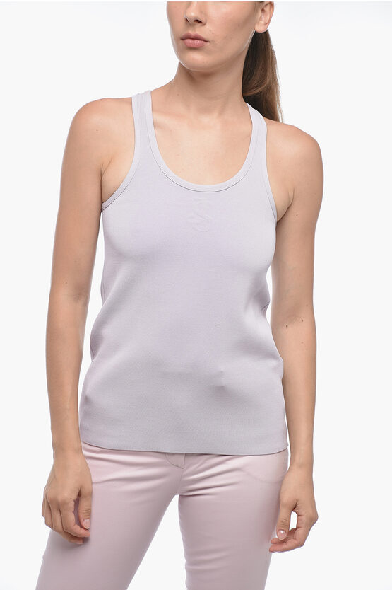 Shop Jil Sander Stretchy Tank Top With Embossed Detail