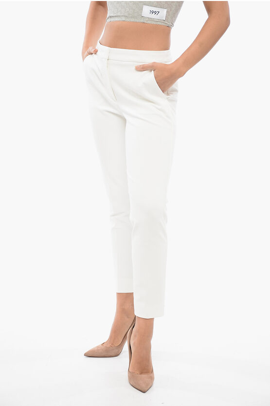 Max Mara Stretchy Viscose Pants With Skinny Fit In White