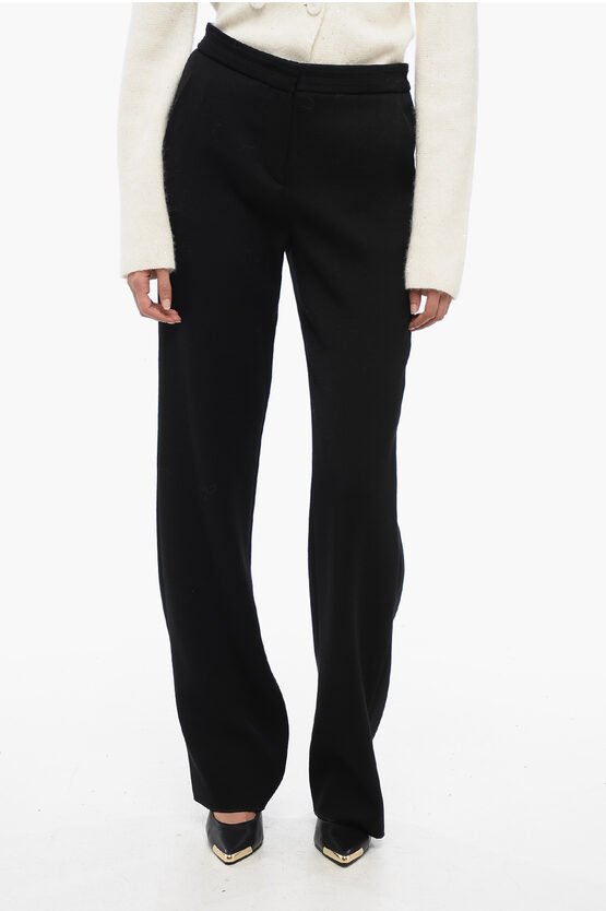 Shop Armani Collezioni Stretchy Wool Chinos Pants With Straight-fit