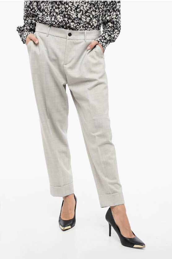 Berwich Stretchy Wool Pants With Elastic Waist Band In Gray