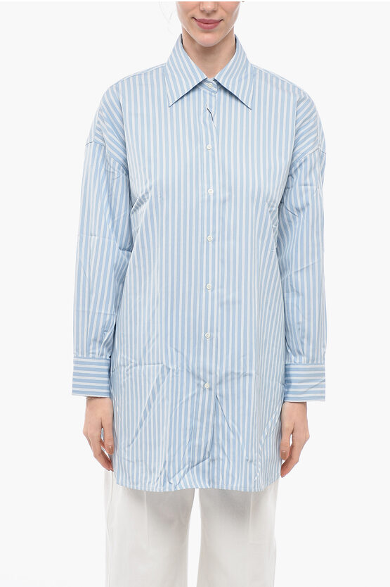 Etro Stripe Print Long Sleeved Shirt In Blue