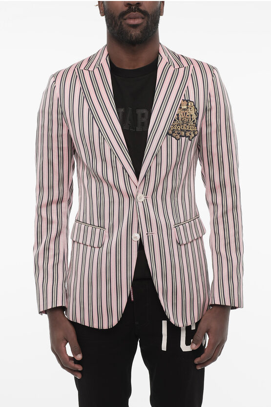 Dsquared2 Striped 2 Button Blazer With Flap Pockets