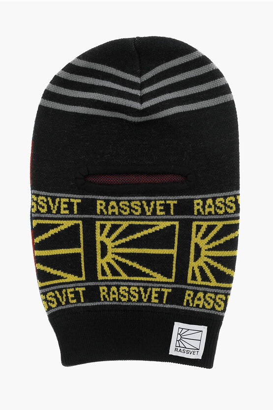 Shop Rassvet Striped Balaclava With Contrasting Logo