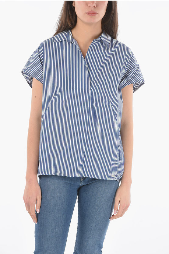 Woolrich Striped Bluse In Blue