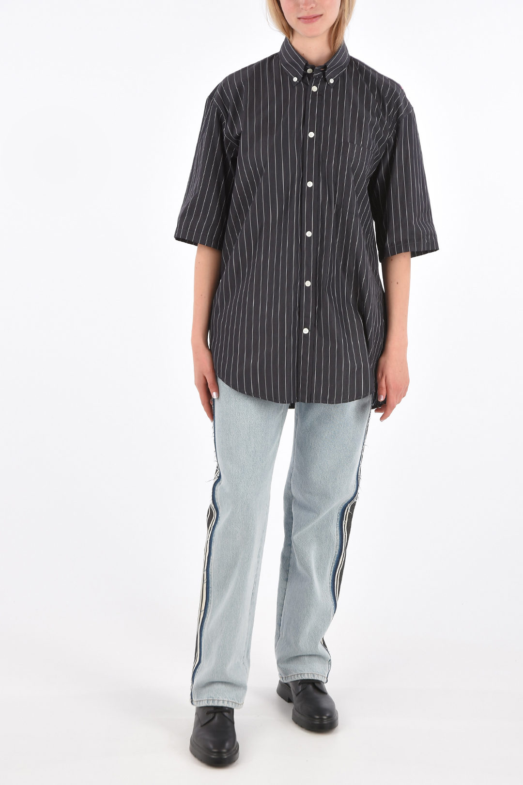 Balenciaga Scribble Fluid Buttondown Cotton Shirt In Default Title   ModeSens