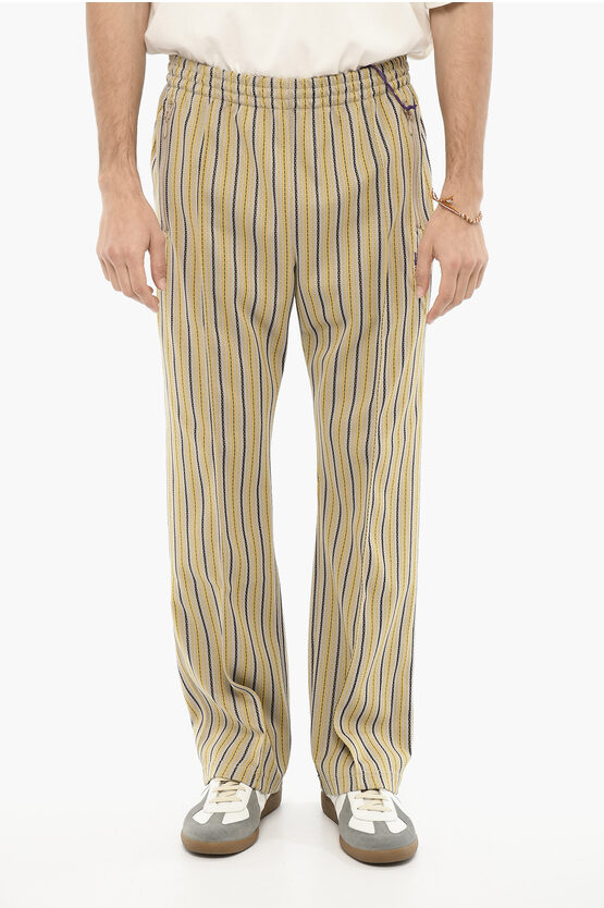 Needles Striped Casual Trousers With Drawstring Waist In Brown