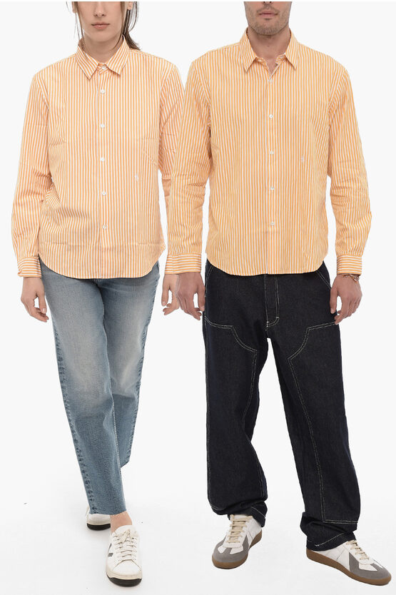 Sporty And Rich Striped Charlie Unisex Shirt In Orange