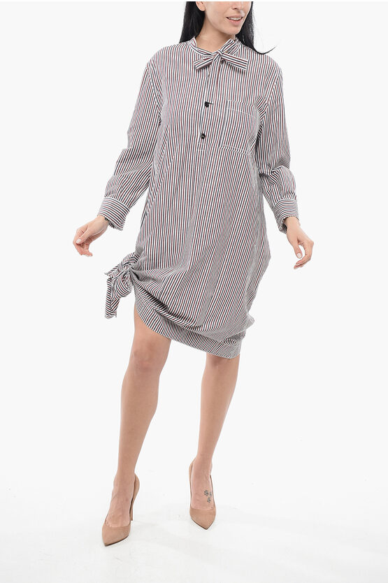 Bottega Veneta Striped Chemisier Dress With Knot Detail