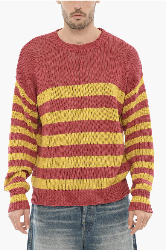 Roberto Collina Striped Cotton And Linen Crew-neck Sweater In Multi
