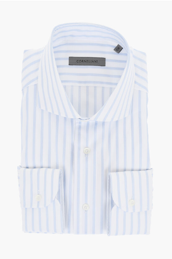 Corneliani Striped Cotton Shirt With Spread Collar