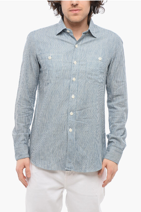 Salvatore Piccolo Striped Cotton Steve Shirt With Contrast Buttons