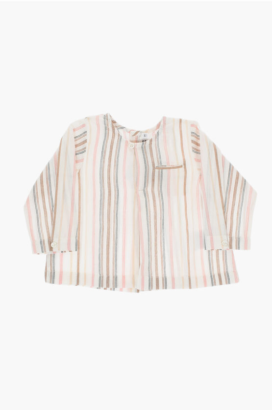 BONPOINT STRIPED COTTON TENIQUE GAUGUIN BLOUSE WITH BACK CLOSURE