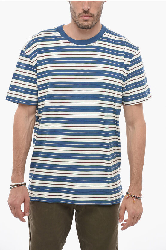 Shop Howlin' Striped Crew-neck T-shirt With Rib Detail