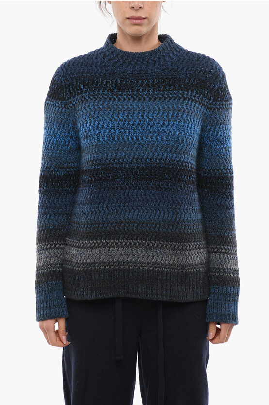 Chloé Striped Design Cashmere Crew Neck Sweater In Blue