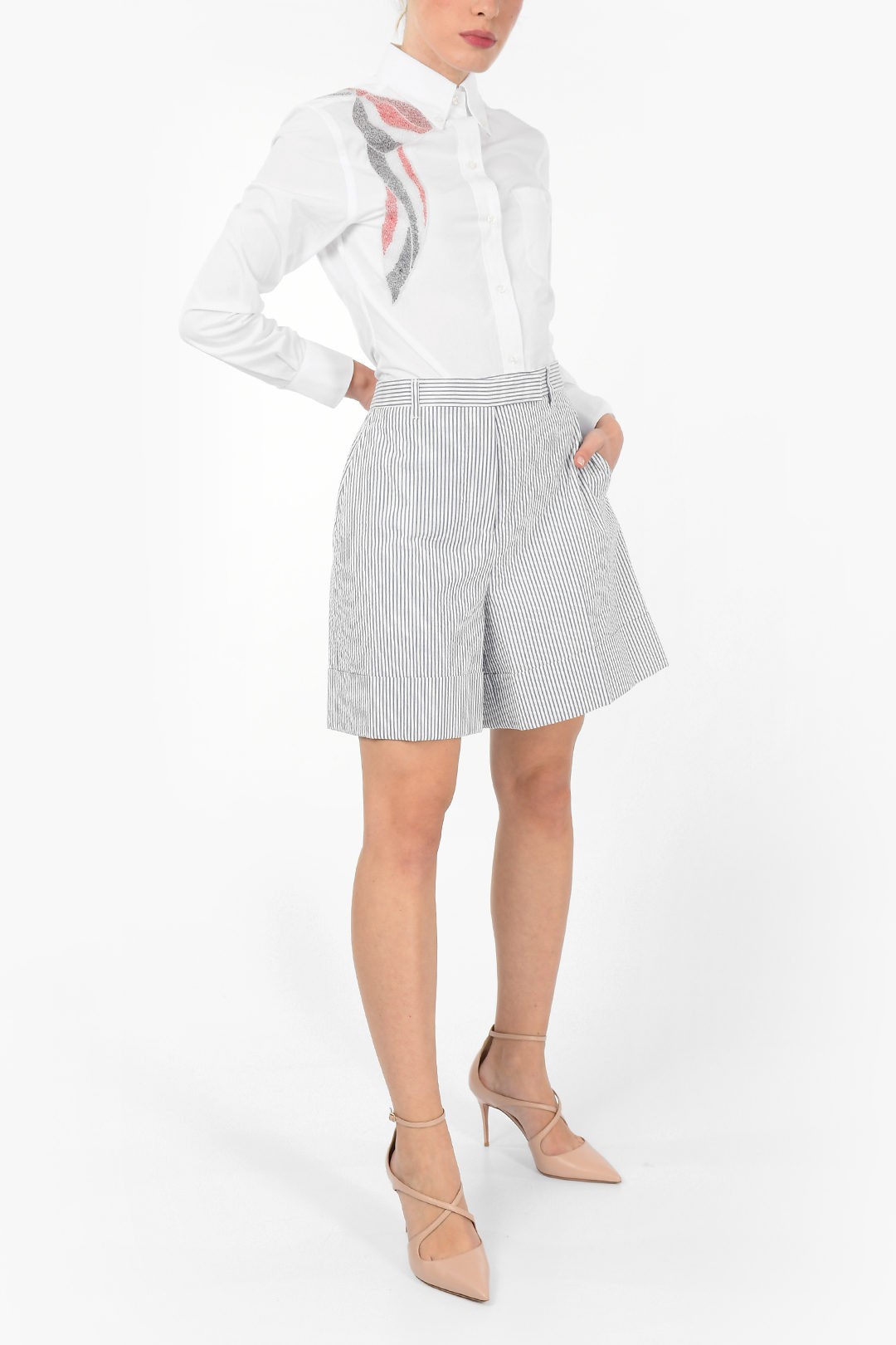 【送料&関税込】Thom Browne Striped High Waist Shorts Thom Browne Striped high-waist Shorts | Red | FARFETCH GE