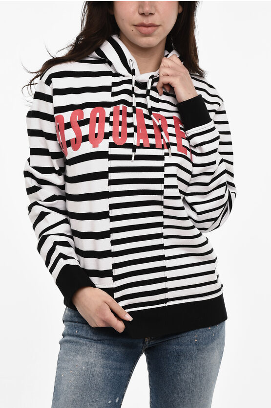 Dsquared2 Striped Hoodie With Frontal Print