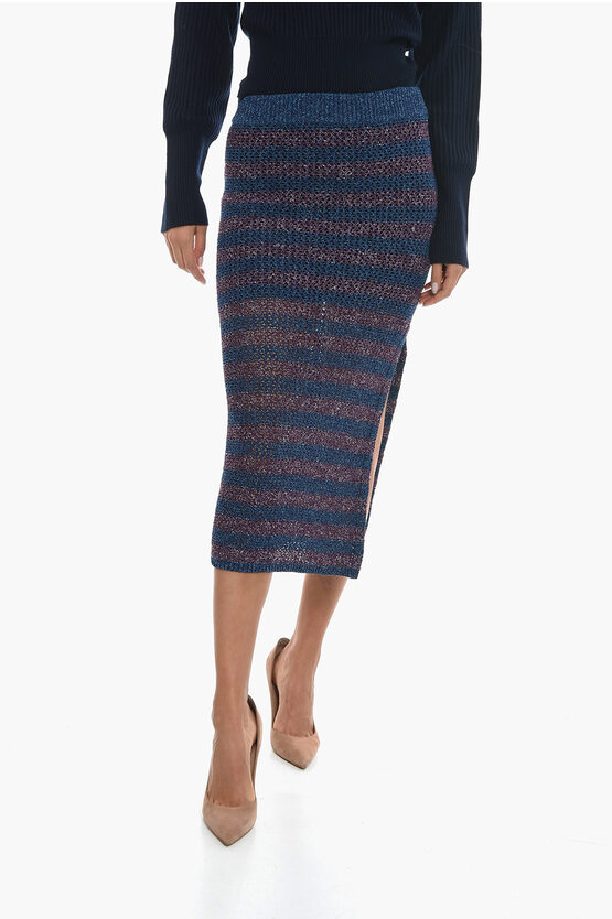 Shop Rag & Bone Striped Knitted Carson Longuette Skirt With Side Slit