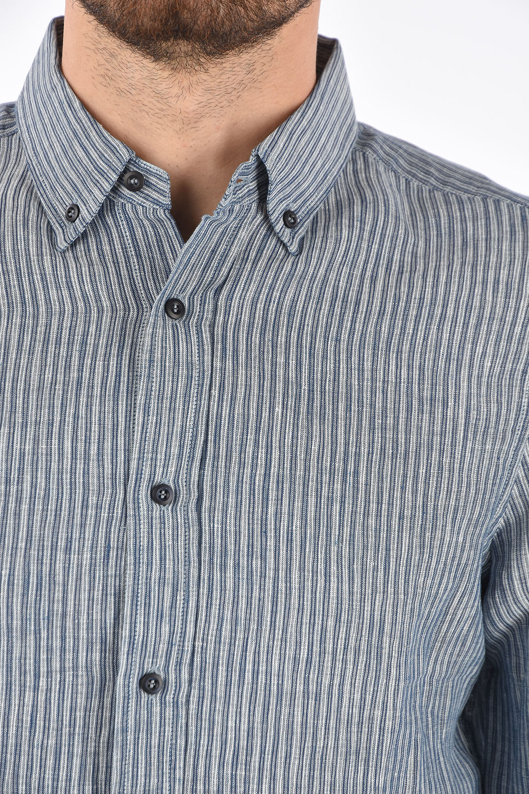 Brunello Cucinelli Striped Cotton-blend Shirt in Blue for Men Mens Shirts Brunello Cucinelli Shirts 